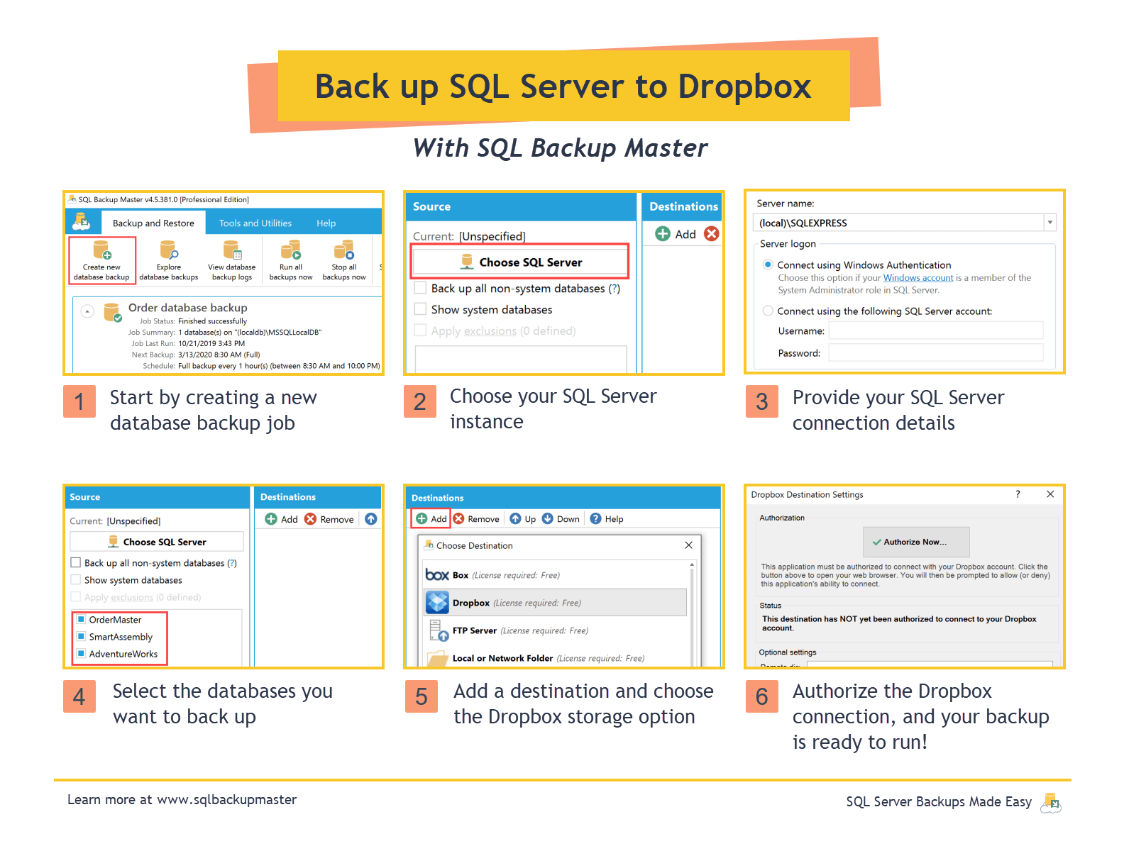 Back up SQL Server to Dropbox