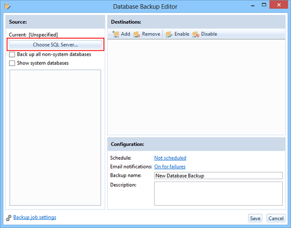 New SQL Server express database backup
