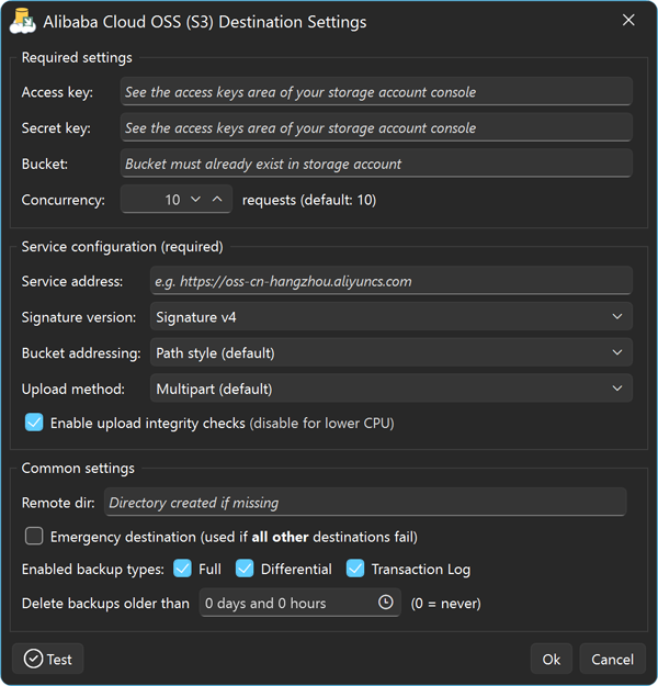 SQL Backup Master - Back up to Alibaba Cloud