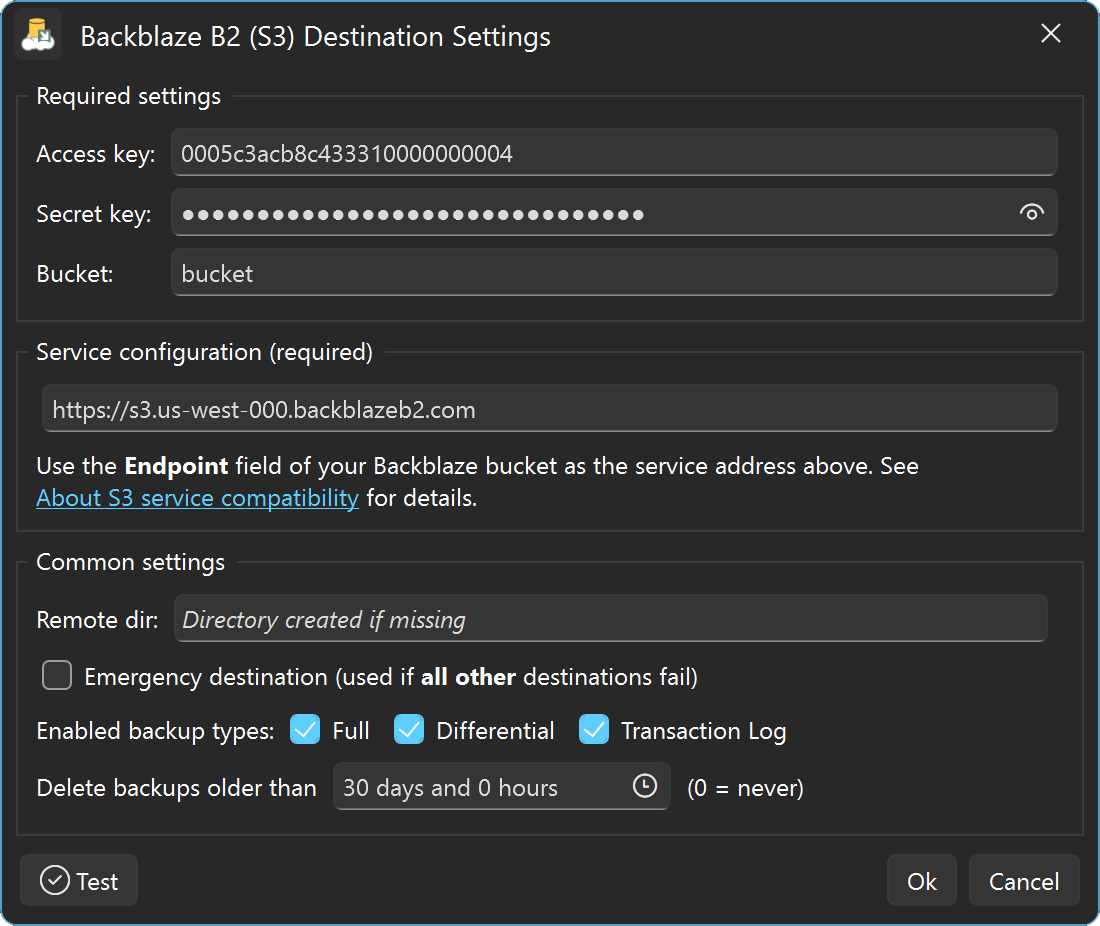 SQL Backup Master - Back up to Backblaze B2