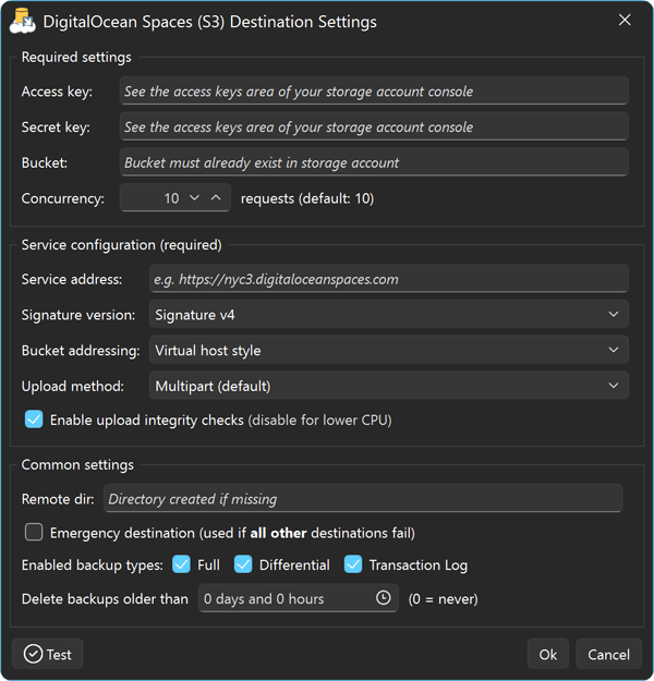 SQL Backup Master - Back up to DigitalOcean