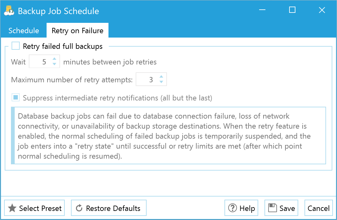 Sql backup master retry failed backups
